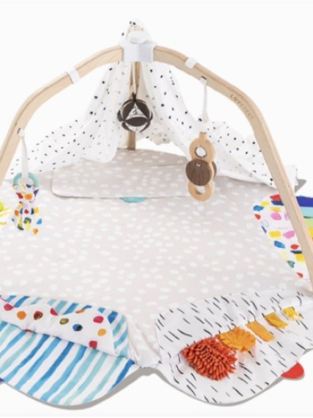 Neutral Dot Baby Play Gym with Colorful Trim - Unbranded